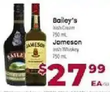 Cardenas Bailey's Irish Cream, Jameson Irish Whiskey offer