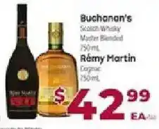 Cardenas Buchanan's Scotch Whisky Master Blended, Remy Martin Cognac offer