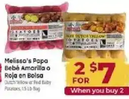 Cardenas melissa's papa bebé amarilla o roja en bolsa dutch yellow or red baby potatoes offer