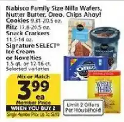 Vons Nabisco Family Size Nilla Wafers, Nutter Butter, Oreo, Chips Ahoy! Cookies offer