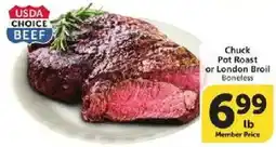 Vons Usda choice beef chuck pot roast or london broil boneless offer