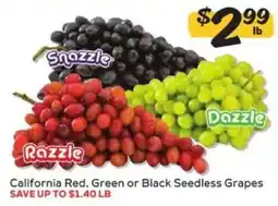 Winn Dixie Snazzle Dazzle Razzle California Red, Green or Black Seedless Grapes offer