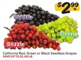 Snazzle Dazzle Razzle California Red, Green or Black Seedless Grapes
