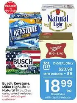 Albertsons Busch, Keystone, Miller High Life or Natural offer