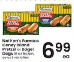 Albertsons Nathan's Famous Coney Island Pretzel or Bagel Dogs offer