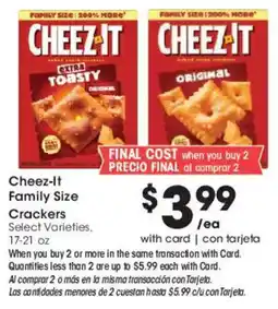 Smith's Cheez-It Family Size Crackers offer