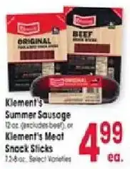 Jewel-Osco Klement's Summer Sausage or Klement's Meat Snack Slices offer