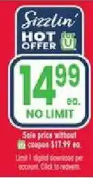 Jewel-Osco Sizzlin' hot offer offer