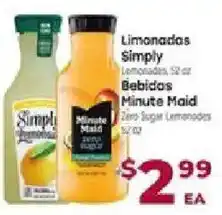 Cardenas Limonadas Simply and Minute Maid Zero Sugar Lemonades offer