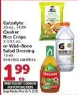 Vons Gatorlyte or Quaker Rice Crisps or Wish-Bone Salad Dressing offer
