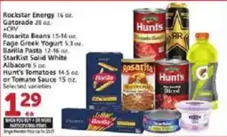 Vons Rockstar Energy, Gatorade, Rosarita Beans, Fage Greek Yogurt, Barilla Pasta, StarKist Solid White Albacore, Hunt's Tomatoes o offer