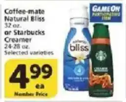 Vons Coffee-mate natural bliss or starbucks creamer offer