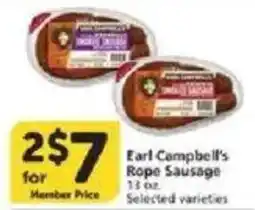 Vons Earl Campbell's Rope Sausage offer