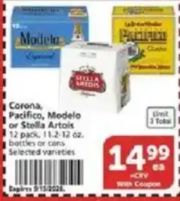 Vons Corona, Pacifico, Modelo or Stella Artois offer