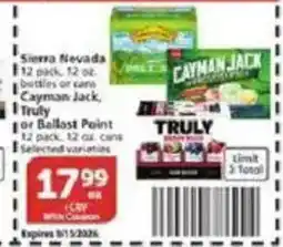Vons Sierra Nevada or Cayman Jack or Truly offer