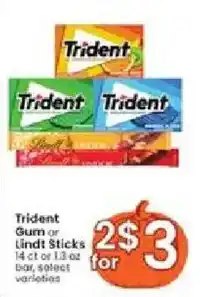 Albertsons Trident Gum or Lindt Sticks offer
