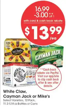 Smith's White Claw, Cayman Jack or Mike's offer