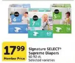 Vons Signature Select Supreme Diapers offer