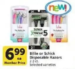 Vons Billie or Schick Disposable Razors offer