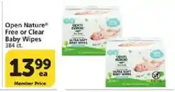 Vons Open Nature free or clear baby wipes offer
