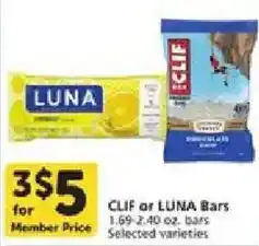 Vons Clif or Luna Bars offer