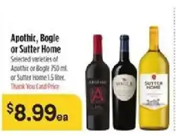 Bashas' Apothic, Bogle or Sutter Home offer