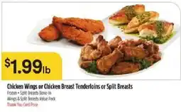Bashas' Chicken Wings or Chicken Breast Tenderloins or Split Breasts offer