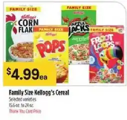 Bashas' Family Size Kellogg's Cereal offer