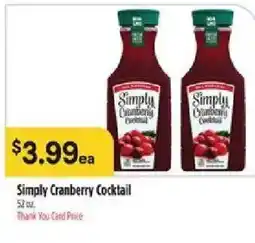 Bashas' Simply Cranberry Cocktail offer