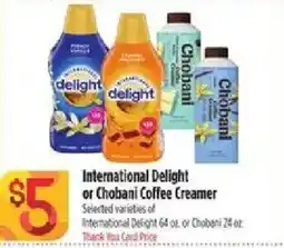Bashas' International Delight or Chobani Coffee Creamer offer