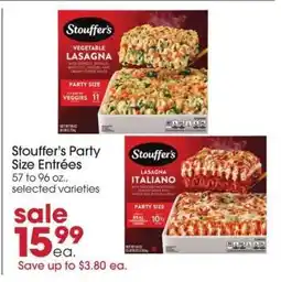 Giant Eagle Stouffer's Party Size Entrees offer