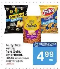 Albertsons Party Size! Kettle, Rold Gold, Smartfood, Fritos offer