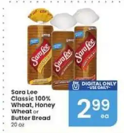 Albertsons Sara Lee Classic 100% Wheat, Honey Wheat or Butter Bread offer