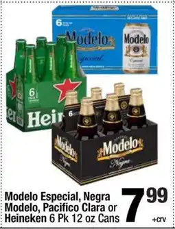 Super King Markets Modelo Especial, Negra Modelo, Pacifico Clara or Heineken 6 Pk 12 oz Cans offer