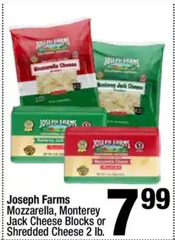 Super King Markets Joseph Farms Mozzarella, Monterey Jack Cheese Blocks or Shredded Cheese 2 lb offer