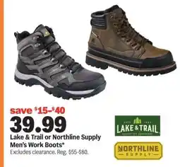 Meijer Lake & Trail or Northline Supply Men's Work Boots offer