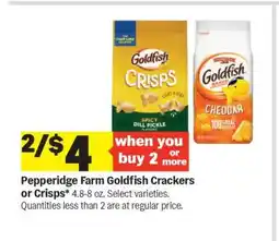 Meijer Pepperidge Farm Goldfish Crackers or Crisps offer