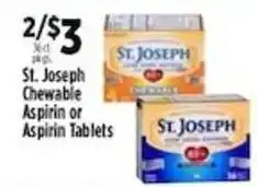 Pioneer Supermarkets St. Joseph Chewable Aspirin or Aspirin Tablets offer