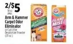 Pioneer Supermarkets Arm & Hammer Carpet Odor Eliminator or Cat Litter Deodorizer Powder offer