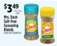 Pioneer Supermarkets Mrs. Dash Salt-Free Seasoning Blends offer