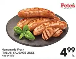 Pete's Fresh Market Petes Market Homemade Fresh Italian Sausage Links offer