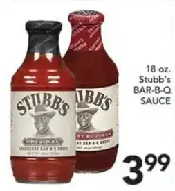 Pete's Fresh Market Stubb's bar-b-q sauce offer