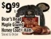Pioneer Supermarkets Boar's Head Maple Glazed Honey Coat Ham offer