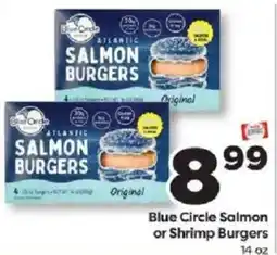 Weis Markets Blue Circle Salmon or Shrimp Burgers offer