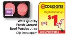 Weis Markets Weis Quality Fresh Ground Beef Patties offer
