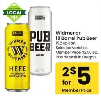 Widmer or 10 Barrel Pub Beer