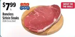 Pioneer Supermarkets Usda choice boneless sirloin steaks offer
