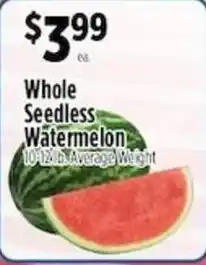Pioneer Supermarkets Whole Seedless Watermelon offer