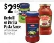 Pioneer Supermarkets Bertolli or Barilla Pasta Sauce or Pesto Sauce offer