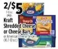 Pioneer Supermarkets Kraft shredded cheese or cheese bars or american cheese singles offer